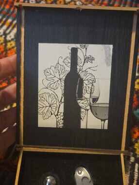 Wine Box Pack no brand | Dining | Black Wood Box With Silver Winged Emblem Wine Set ...
